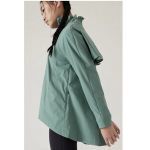 Athleta Advantage Poplin Jacket in Deep Ocean Teal Ruffle Collar Swing ,Sz XS TP